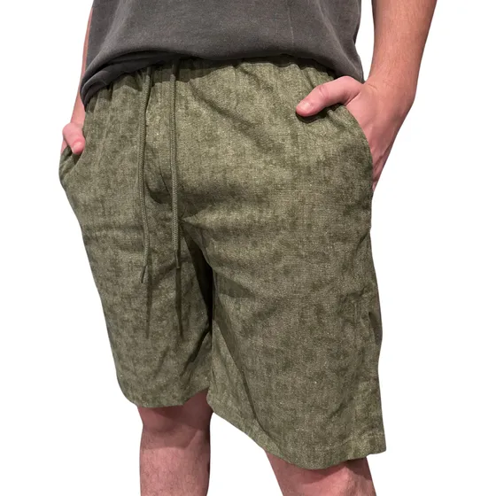 Bermuda Lino Hombre Lisa Cara Cruz Jeans Lavada Con Bordado