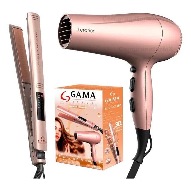 Kit Secadora Pelo Y Plancha Cabello Digital Led Keration Ion