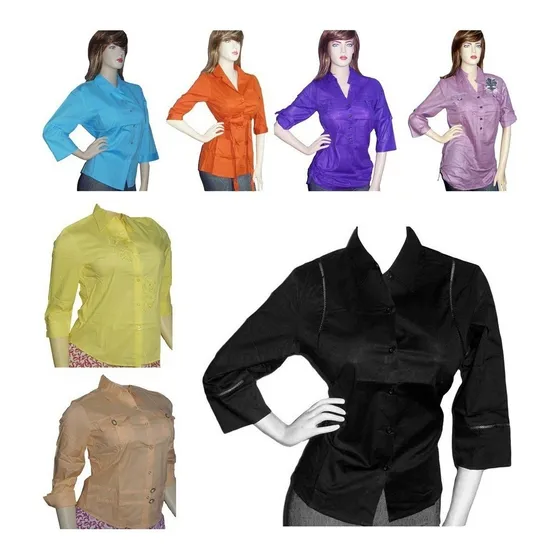 Blusas Talla Plus Grandes Casuales Vestir Camisa Manga 3/4