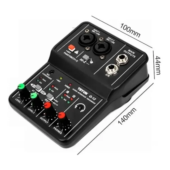 Mesa Mixer Placa De Som Teyun Q-12 Interface De Audio Usb Pc 5V