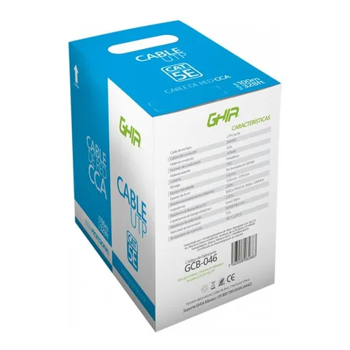 Cable Red Ghia Gcb-046 Utp Cat5e Cca 24awg Bobina 100m Azul