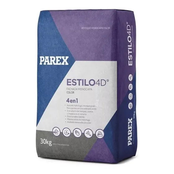 Parex Estilo 4d X 30 Kg Revoque Monocapa Hidrófugo P/decorar