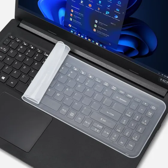 Capa de Proteção P/ Teclado de Notebook Laptop 15” 16” 17” – Silicone Transparente Antipoeira Resistente à Água Fácil de Limpar Ajuste Universal