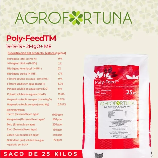 Fertilizante Hidrosoluble Haifa Polyfeed Npk 19-19-19+2mgo+m