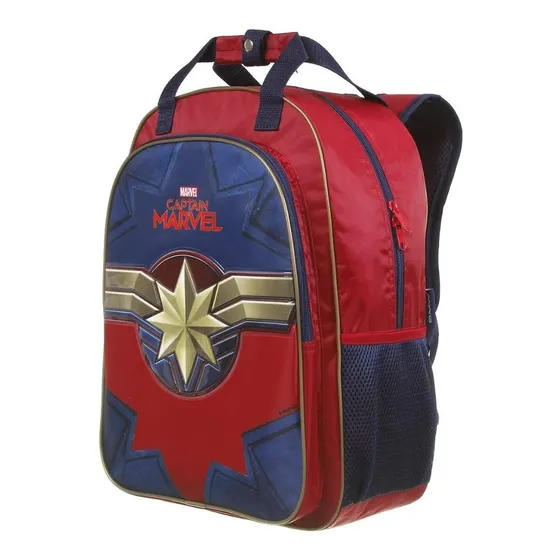 Mochila Dmw 11644 Capitã Marvel Logo Escolar Creche Cor Vermelho
