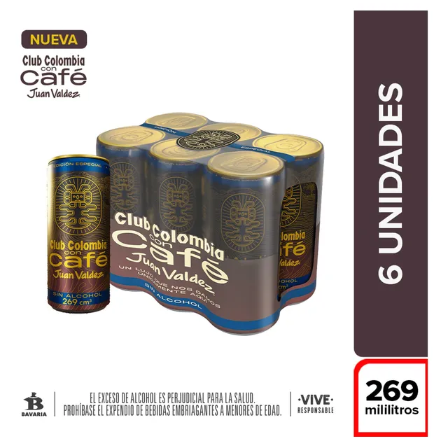 Cerveza Cero Club Colombia Café Juan Valdez Ed Ltda ×6 Latas