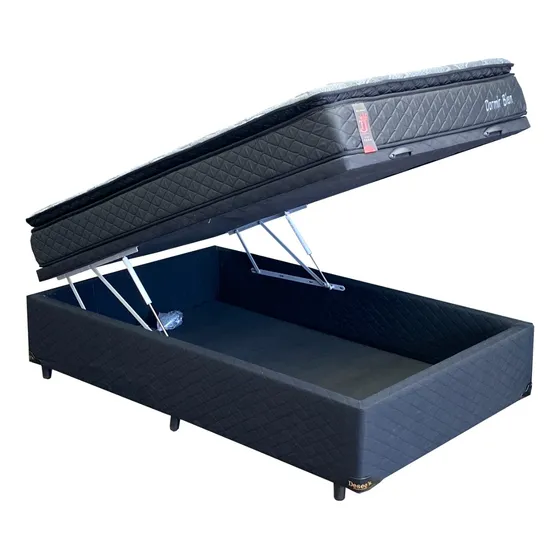 Sommier Baul+ Colchón Plaza Y Media Espuma Alta Densidad 120