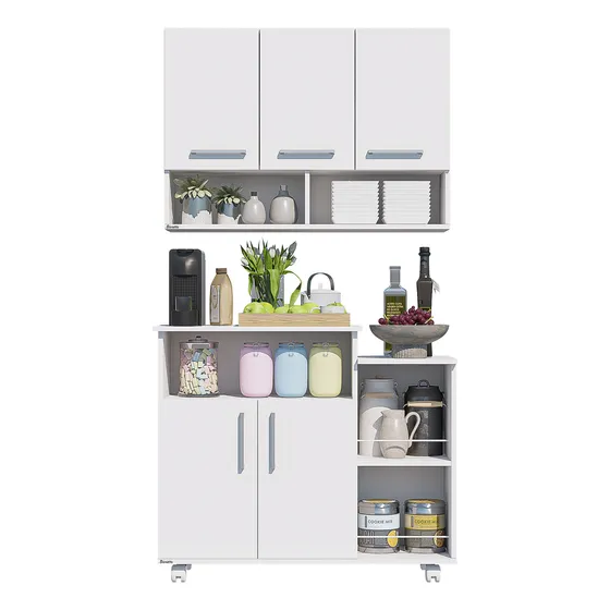 Cozinha Completa Compacta Modular Multiuso Armário E Balcão