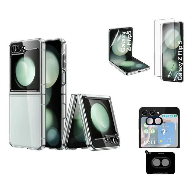 Case Clear Para Samsung Z Flip 5 + Mica De Pantalla Y Cámara
