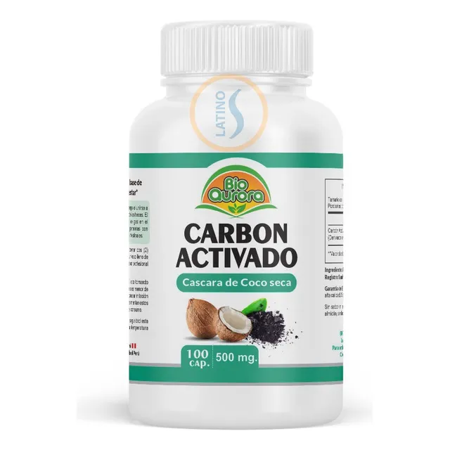 Carbon Activado 100 Capsulas 500mg Bioaurora
