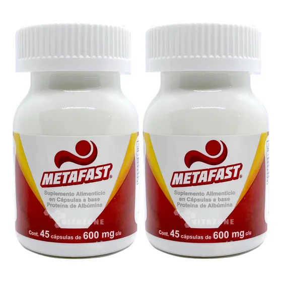 Metafast Proteína Albumina 45 Cápsulas 2 Frascos Sabor Sin Sabor