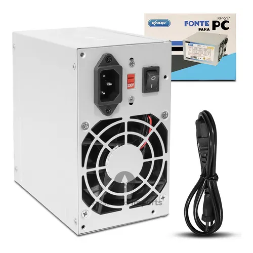 Fonte Knup KP-517 ATX 200W sata 24 pinos 127/220V manual com cabo de alimentação