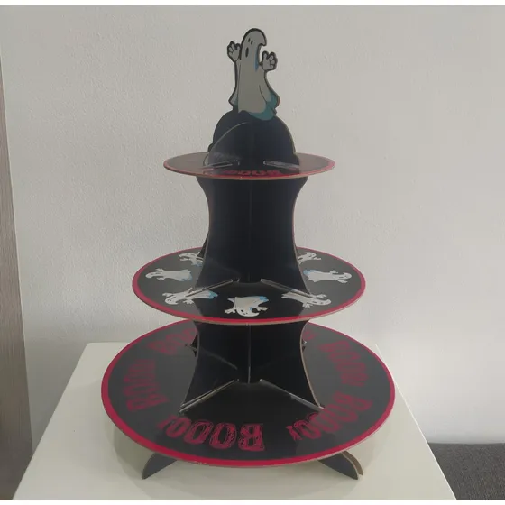 Porta Cupcakes De Carton, Motivo Halloween, 3 Niveles, Usado