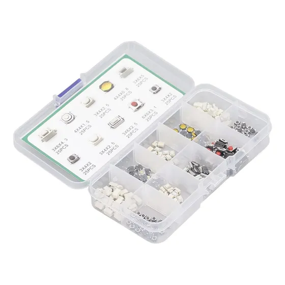 Kit 250 Tact Switch Pulsadores Smd 2 Y 4  Pines Combo Caja