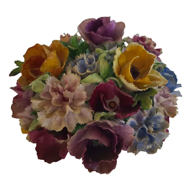 Centro De Mesa De Rosas De Porcelana Capodimonte