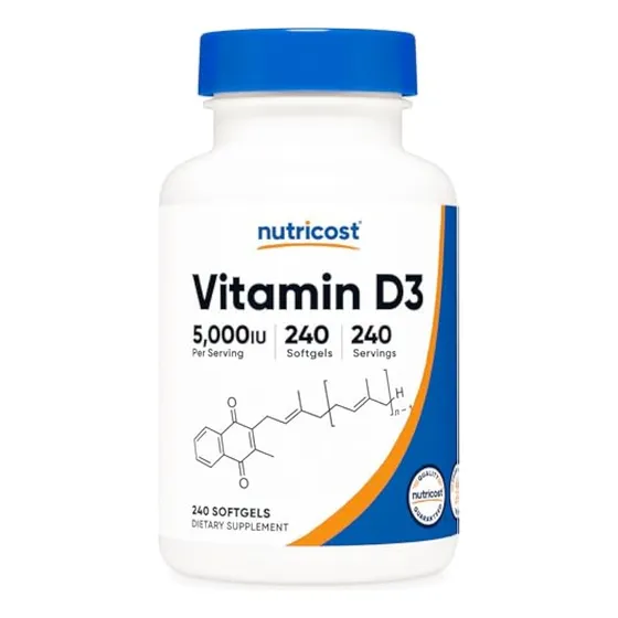 Vitamina D3 Nutricost 5000 Ui, 240 Cápsulas Blandas -