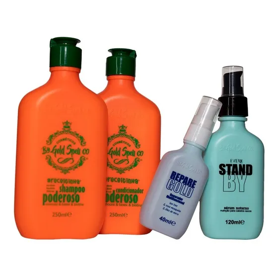 Shampoo E Condicionador Poderoso + Repare Gold + Stand By