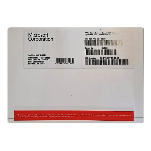 Microsoft Lic. Windows Server Cal 2022 Es Usuario R18-06458