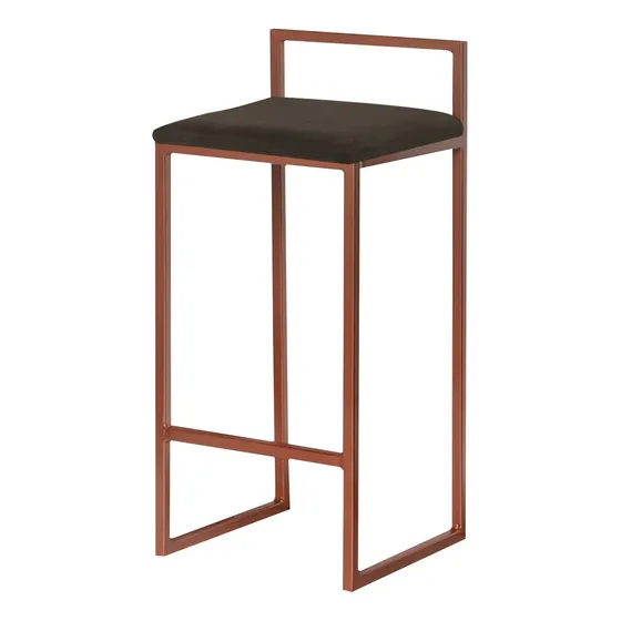 Banqueta Selena Base Bronze Suede Marrom - Gran Belo