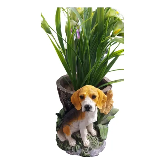Matero O Maceta De Resina Perro Beagle 15 X 18 Cms