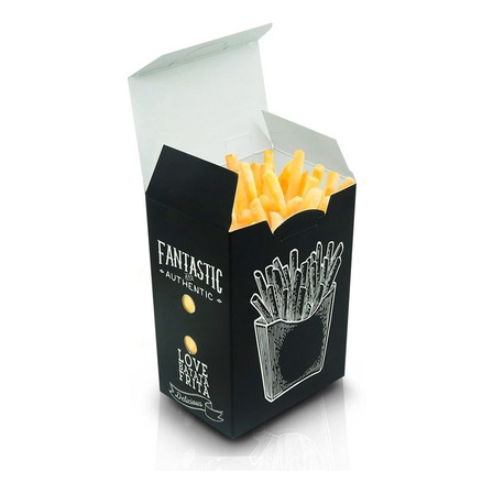 300 Pçs Caixa Embalagem Delivery P Porção Batata Frita Black 300 Pçs Caixa Embalagem Delivery P Porção Batata Frita Black