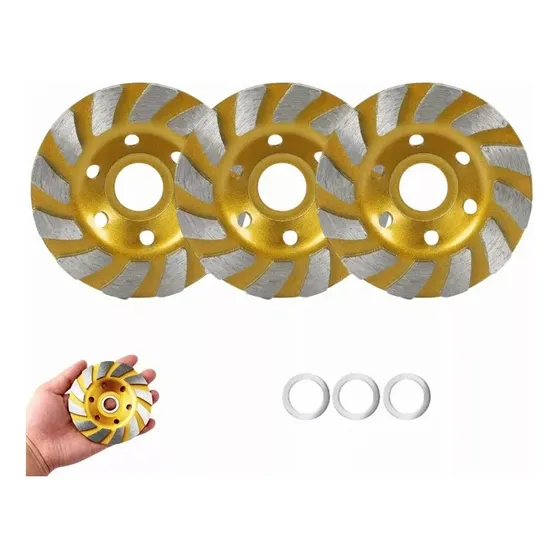 3pcs Disco Diamante Desbaste Copa 4 Pulgadas Granito Mármol Color Amarillo