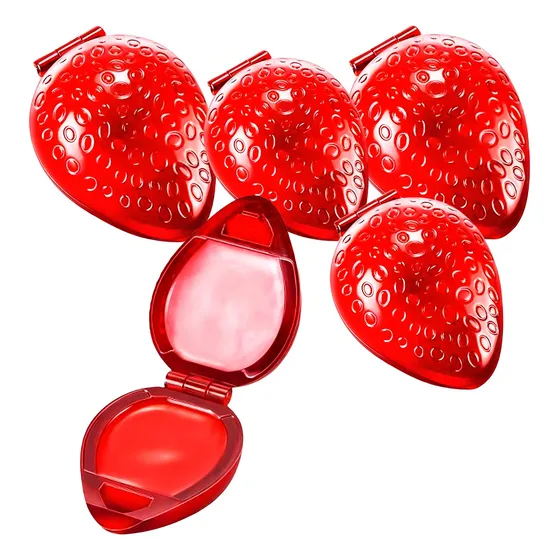 Combo 5 Brilho Formato Morango Batom Balm Gloss Atacado Cor Rosa