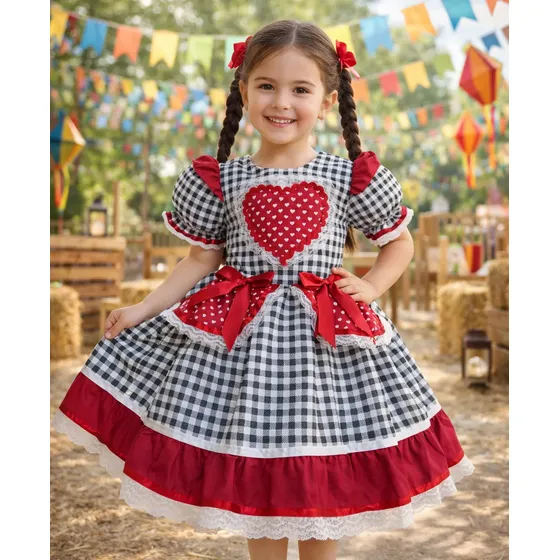 Vestido de quadrilha coração rodado