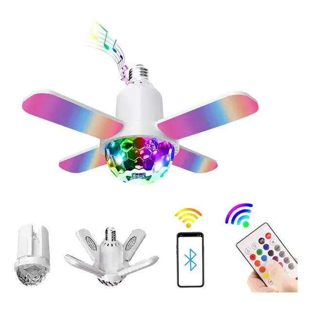 Bombillo Parlante Bluetooth Con Control Remoto 4 Aspas Rgb