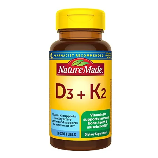 Suplemento Nature Made De Vitamina D3 K2, 5000 Ui, 30 Cápsul