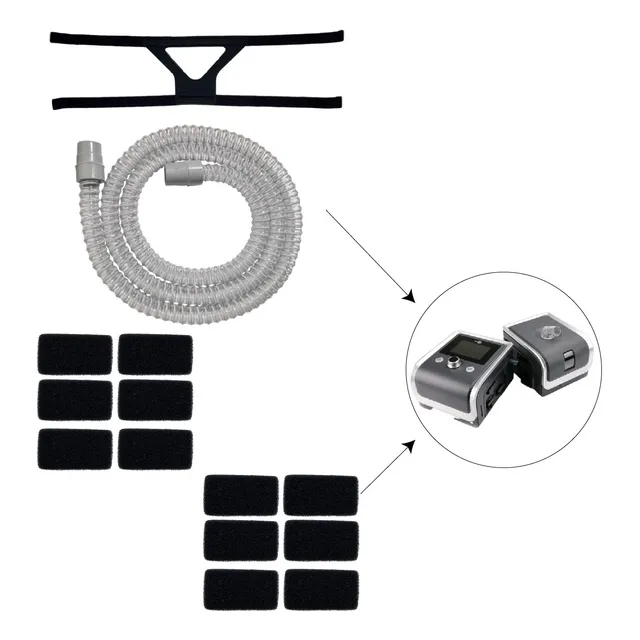 12 Filtros Espuma P/ Cpap Bipap G2 Bmc + Traqueia + Fixador