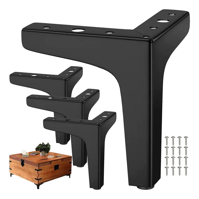 Pack De 4 Patas 15cm Negras Mate Para Muebles Y Sofás