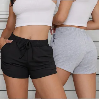 Kit 2 Shorts Feminino Moletom Feminino Casual Com Bolso Kit 2 Shorts Feminino Moletom Feminino Casual Com Bolso