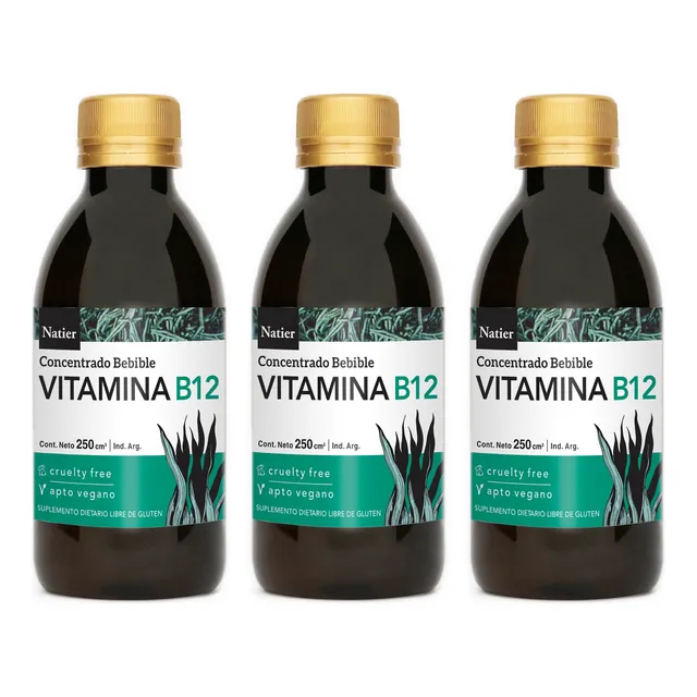 Natier Kit X3 Suplemento Vitamina B12 Bebible Vegano X 250ml