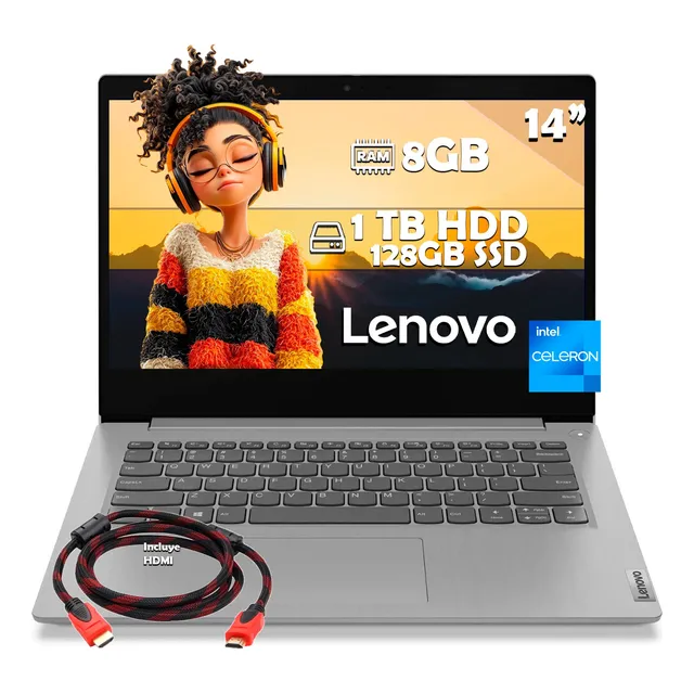 Laptop Lenovo Ideapad 3 N4020 1tb Hdd 128gb Ssd 8gb Ram +kit