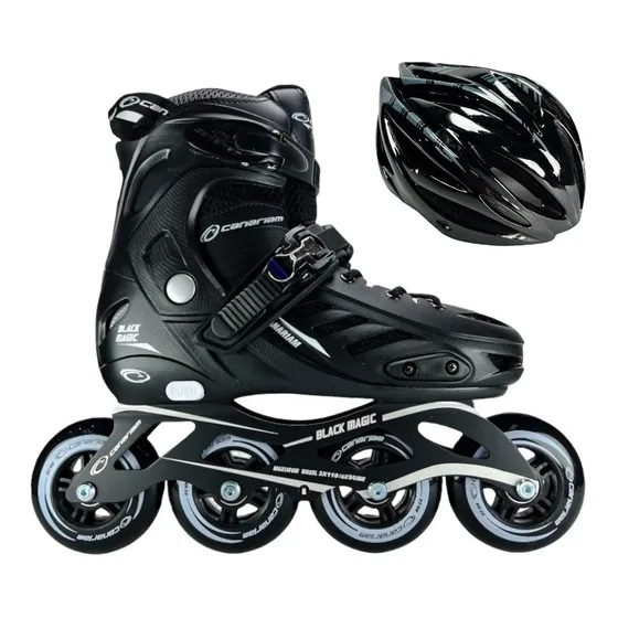 Combo Patines Canariam Black Magic Con Casco Profesional