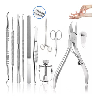Kit De 11pzs Podólogo Alicate,pinza,guiadores Y Cucharilla Kit De 11pzs Podólogo Alicate,pinza,guiadores Y Cucharilla