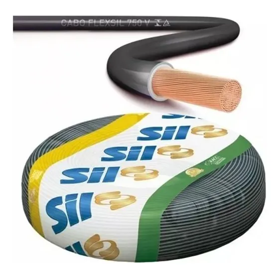 Cabo Sil Preto 10mm 750v 10 Metros Fio 100% Original