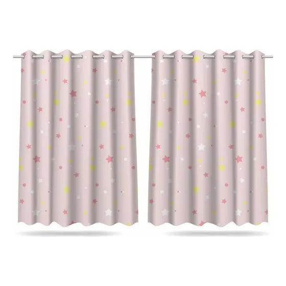 Cortina Infantil Quarto Menina Estrelas 2,60x1,50m Mod03