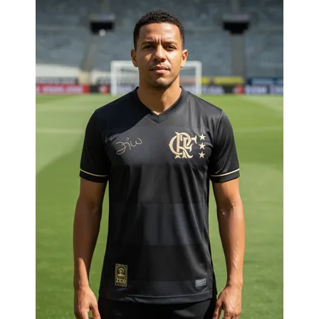 Camisa Flamengo Retrô Volta Zico Preta/dourada Oficial