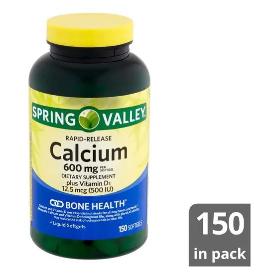 Spring Valley Calcio 600mg Con Vitamina D3 150 Cápsulas 