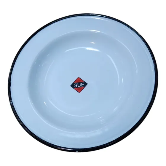Plato Hondo Esmaltado Sue Camping,etc  22cm De Diámetro  Blanco