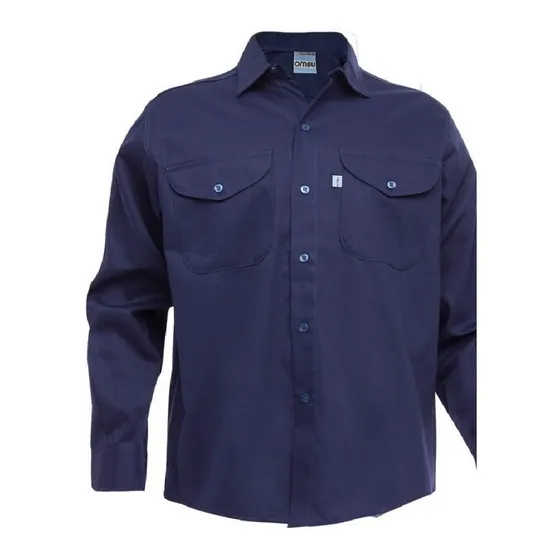 Camisa De Trabajo Ombu Grafa Azul / Beige 100% Original