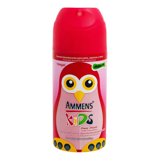 Desodorante para Pies en Aerosol Ammens Kids Fresa Fresca 120ml