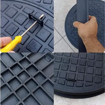 Tampa Pvc Redonda 1100kg Caixa Esgoto Alçapão Garagem 65cm Preta