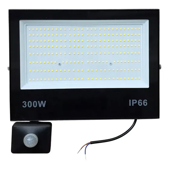 Foco LED 300W Mohits Con Sensor Movimiento IP66 Aluminio Negro Luz Blanca Fría
