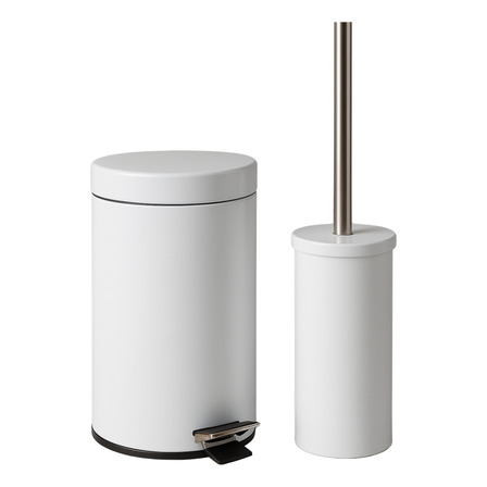 Set Baño Metal Blanco Cesto 3 Litros + Escobilla Cepillo Set Baño Metal Blanco Cesto 3 Litros + Escobilla Cepillo