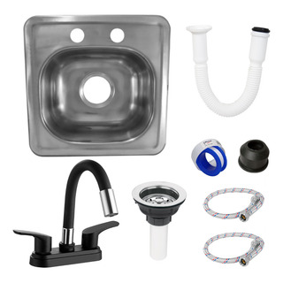 Kit De Tarja Acero Inoxidable Tipo Bar 38 X 38 Cm Mezc. Flex Kit De Tarja Acero Inoxidable Tipo Bar 38 X 38 Cm Mezc. Flex
