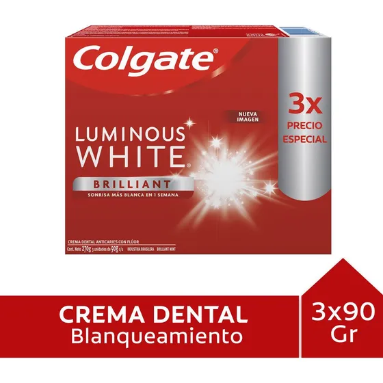 Pack Pasta Dental Colgate Luminous White 3 Un De 90 G