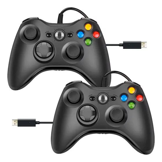 Kit 2 Controle Compatível Xbox 360 Pc Windows Notebook C Fio